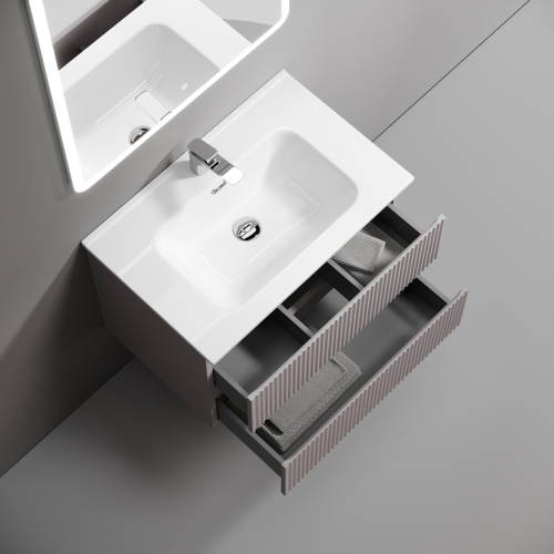 Тумба под раковину Sancos SNOB R SNR70SM 69х45х50 подвесная цвет бежевый - фото 5